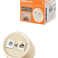 Розетка ТФ RJ11 + ПК RJ45 сл. кость «Болонь» TDM