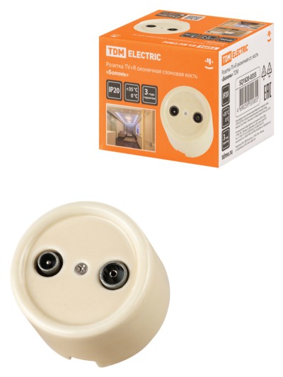 Розетка ТВ+R оконечная сл. кость «Болонь» TDM
