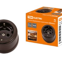 Розетка фарфоровая 2П+З 16А 250В коричневая «Болонь» TDM