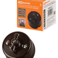 Выключатель 2кл. фарфоровый поворотный с ручкой (бантик) 10А коричневый Болонь TDM