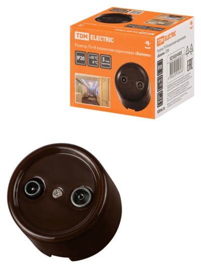 Розетка ТВ+R оконечная коричневая «Болонь» TDM