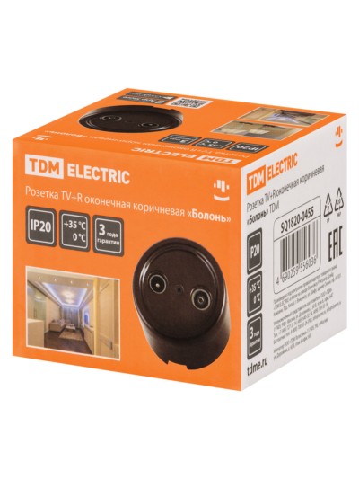 Розетка ТВ+R оконечная коричневая «Болонь» TDM — изображение 6
