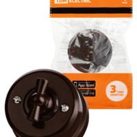 Выключатель поворотный проходной с ручкой (бантик) 10А коричневый Виви TDM