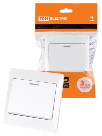 Выключатель 1кл. с подсветкой 10А белый Ильмень TDM