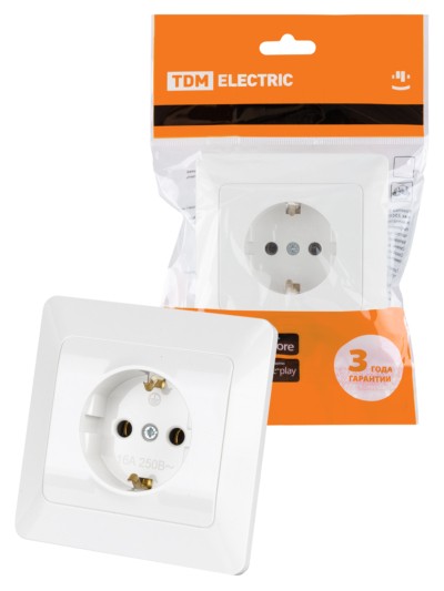 Розетка 2П+З 16А 250В белая “Ильмень” TDM