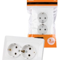 Розетка двойная 2П+З 16А 250В белая “Ильмень” TDM