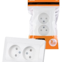 Розетка двойная 2П с защ. шт. 10А 250В белая “Ильмень” TDM