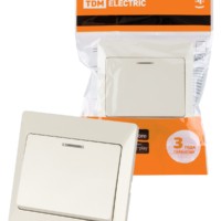 Выключатель 1кл. с подсветкой 10А сл. кость Ильмень TDM