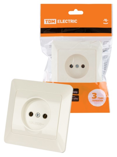 Розетка 2П 10А 250В сл. кость “Ильмень” TDM