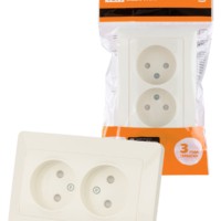 Розетка двойная 2П с защ. шт. 10А 250В сл. кость “Ильмень” TDM