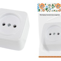 Переключатель на 2 направления 1-кл. открытой установки IP20 10А, белый “Дача” Народная