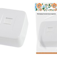 Розетка двойная 2П открытой установки IP20 10А, белая “Дача” Народная