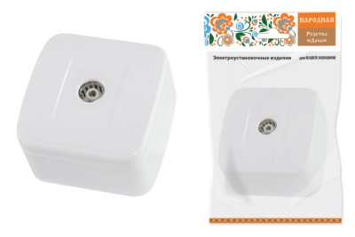 Розетка 2П открытой установки IP20 10А, белая “Дача” Народная