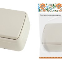 Розетка двойная 2П+3 открытой установки IP20 16А, белая “Дача” Народная