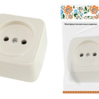 Переключатель на 2 направления 1-кл. открытой устан с подсветкой IP20 10А, сл. кость “Дача” Народная