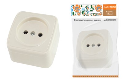 Переключатель на 2 направления 1-кл. открытой устан с подсветкой IP20 10А, сл. кость “Дача” Народная