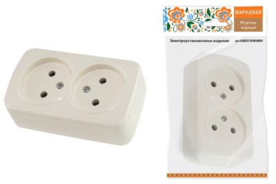 Розетка TВ простая (0-2400 Гц,  “мама”) открытой установки, IP20 сл. кость “Дача” Народная