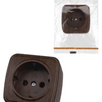 Переключатель на 2 направления 1-кл. открытой установки с подсветкой IP20 10А, венге “Дача” Народная