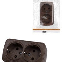 Розетка TФ (RJ-11) открытой установки IP20, венге “Дача” Народная