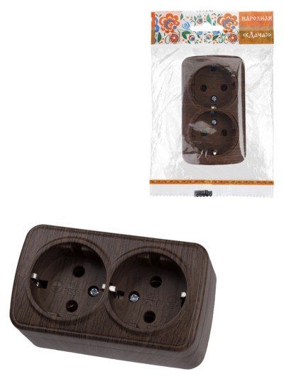 Розетка TФ (RJ-11) открытой установки IP20, венге “Дача” Народная