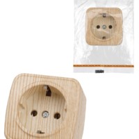 Переключатель на 2 направления 1-кл. открытой установки с подсветкой IP20 10А, сосна “Дача” Народная