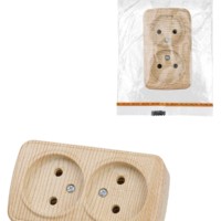 Розетка двойная 2П открытой установки IP20 10А, сосна “Дача” Народная