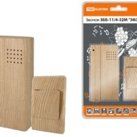 Звонок беспроводной на батарейках ЗББ-11/4-32М “ЭКО” сосна (32 мелодии, кнопка IP30, 2х1,5В ААА) TDM