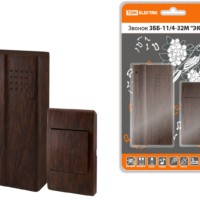 Звонок беспроводной на батарейках ЗББ-11/4-32М “ЭКО” бук (32 мелодии, кнопка IP30, 2х1,5В ААА) TDM