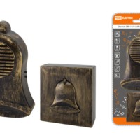 Звонок беспроводной на батарейках ЗББ-11/5-32М бронза (32 мелодии, кнопка IP30, 3х1,5В АА) TDM