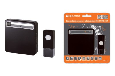 Звонок беспроводной на батарейках ЗББ-11/М3-36М (36 мелодий, кнопка IP44, 2х1,5В АА, многокодовый) TDM