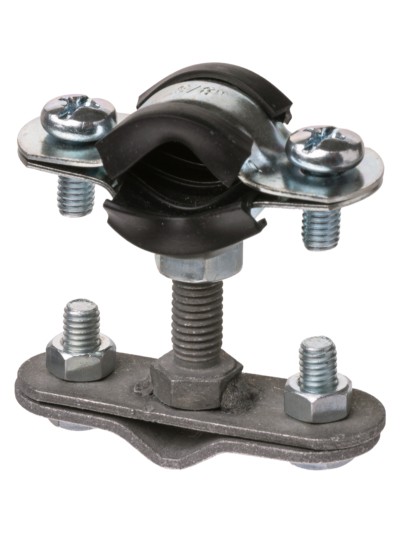 Держатель хомут с резиновым уплотнением Ø32-36мм для прута Ø6-10мм стальной зажим термодиффузия TDM