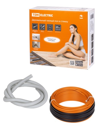 Двухжильный теплый пол в стяжку “ПРОФИ” 105 м 2100Вт S укладки 14-20 м² TDM