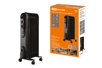 Масляный обогреватель МО-7К чёрный 1500Вт 7 сек рег. мощ. (600/900/1500Вт) термостат TDM