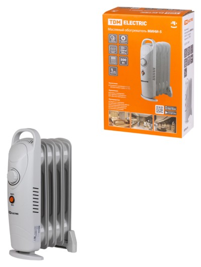 Масляный обогреватель МИНИ-5 500Вт 5 секций термостат TDM
