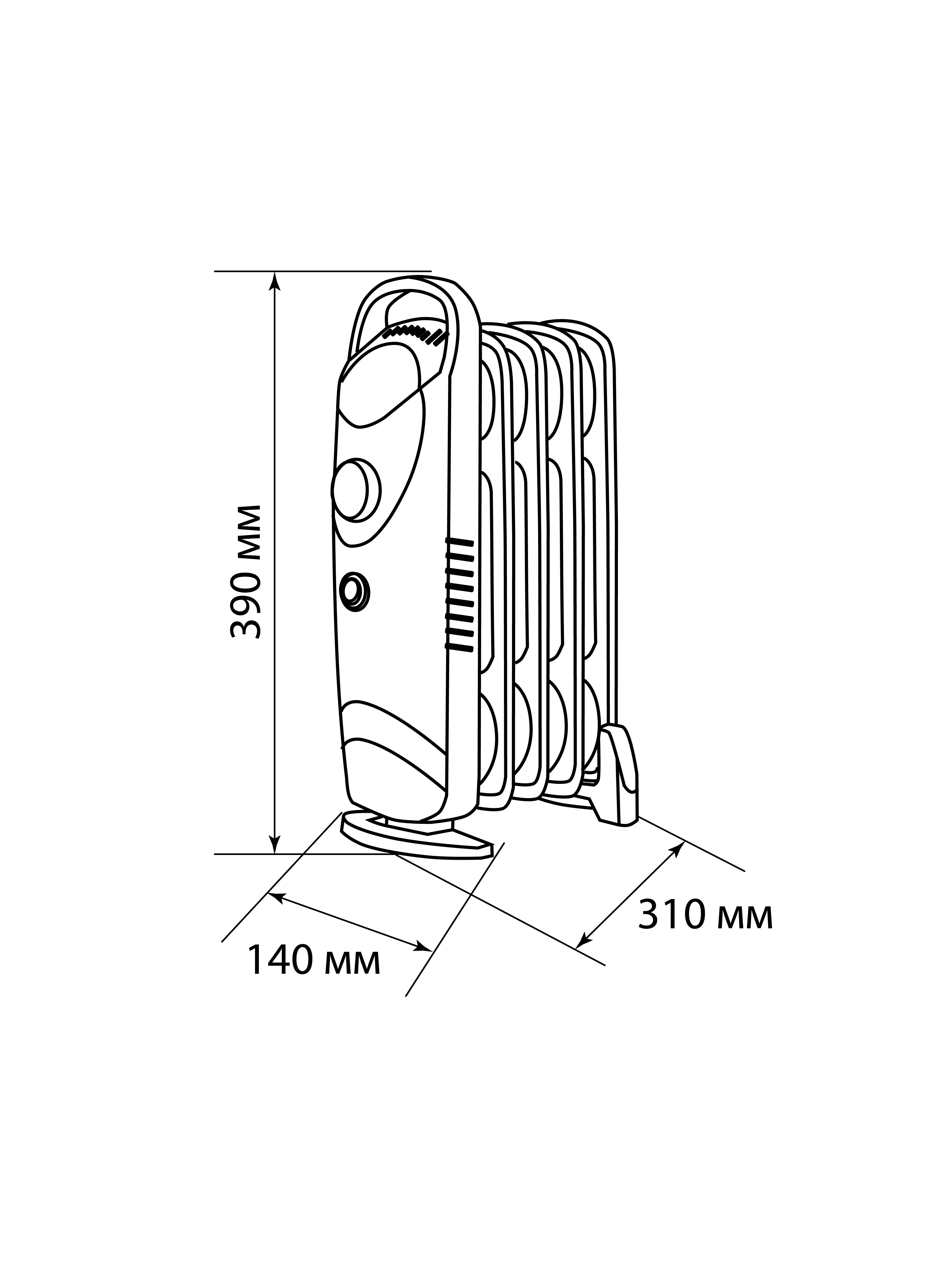 Масляный обогреватель МИНИ-7 700Вт 7 секций термостат TDM — изображение 7