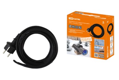 Кабель греющий саморегулирующийся Стоплёд НСК15-В с вилкой в трубу (15м/150Вт) TDM