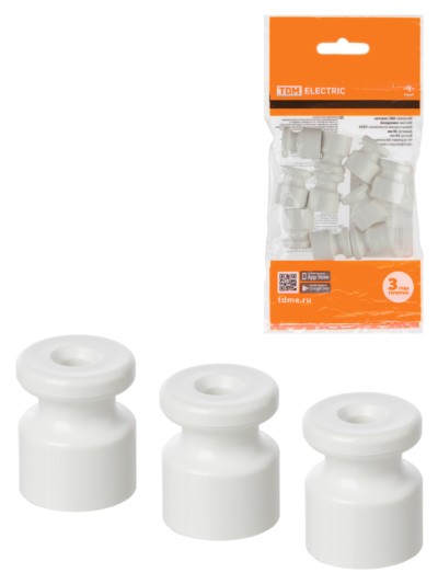 Изолятор пластиковый белый 10шт/уп TDM