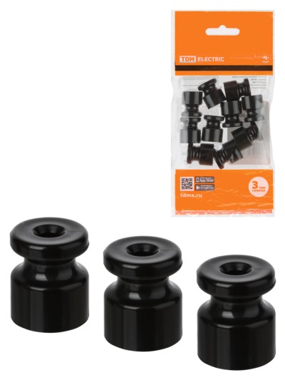 Изолятор пластиковый черный 10шт/уп TDM