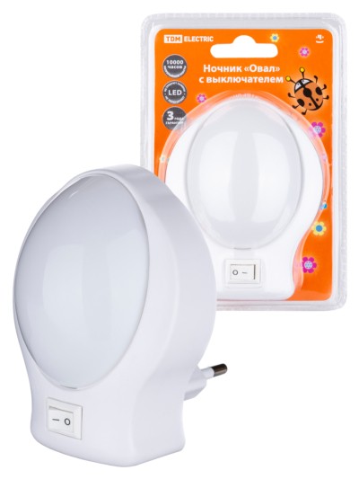 Ночник "Овал" с выключателем, белый, 0,5 Вт, 220 В TDM — изображение 5