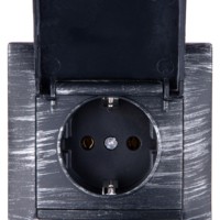 Розетка 2П+З 16А 250В IP44 с крышкой старинное серебро “Лама” TDM