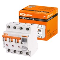 Выключатель АВДТ 63 4P(3Р+N C25 30мА 6кА тип А TDM