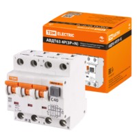 Выключатель АВДТ 63 4P(3Р+N) C40 30мА 6кА тип А TDM