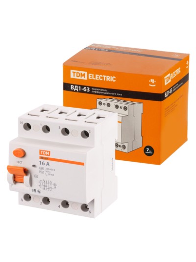 Устройство защитного отключения ВД1-63 4Р 16А 30мА TDM