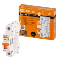 Авт. выкл. ВА47-60 1Р 25А 6кА х-ка С TDM