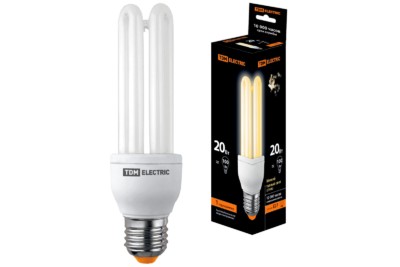 Лампа энергосберегающая КЛЛ 3U 20Вт 2700К Е27 41х156мм TDM