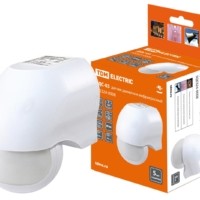 Датчик движения TDM инфракрасный ДДС-03 1100Вт, 5-720с, 10м, 5+Лк, 180гр, IP44,