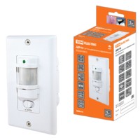 Датчик движения  встраив. в стену  ДДВ-02 1200Вт, 10-1800с, 9м, 10Лк, 140гр, IP20, TDM