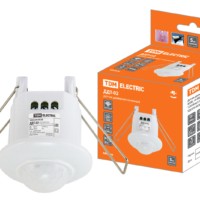 Датчик движения точечный ДДТ-02 40мм, 800Вт, 10-900с, 6м, 3+лк, 120(сбоку)+360(сверху)гр, IP20, TDM