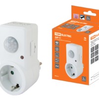 Датчик движения розеточный ДДР-01 1200Вт, 10-420с, 2-9м, 3+лк, 120гр, IP20, TDM