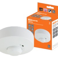 Датчик движения микроволновый (потол.) ДДМ-03П 5,8ГГц, 1200Вт, 10-720с, 1-8м, 3+лк, 180(сбоку)+360(сверху)гр, IP33, TDM